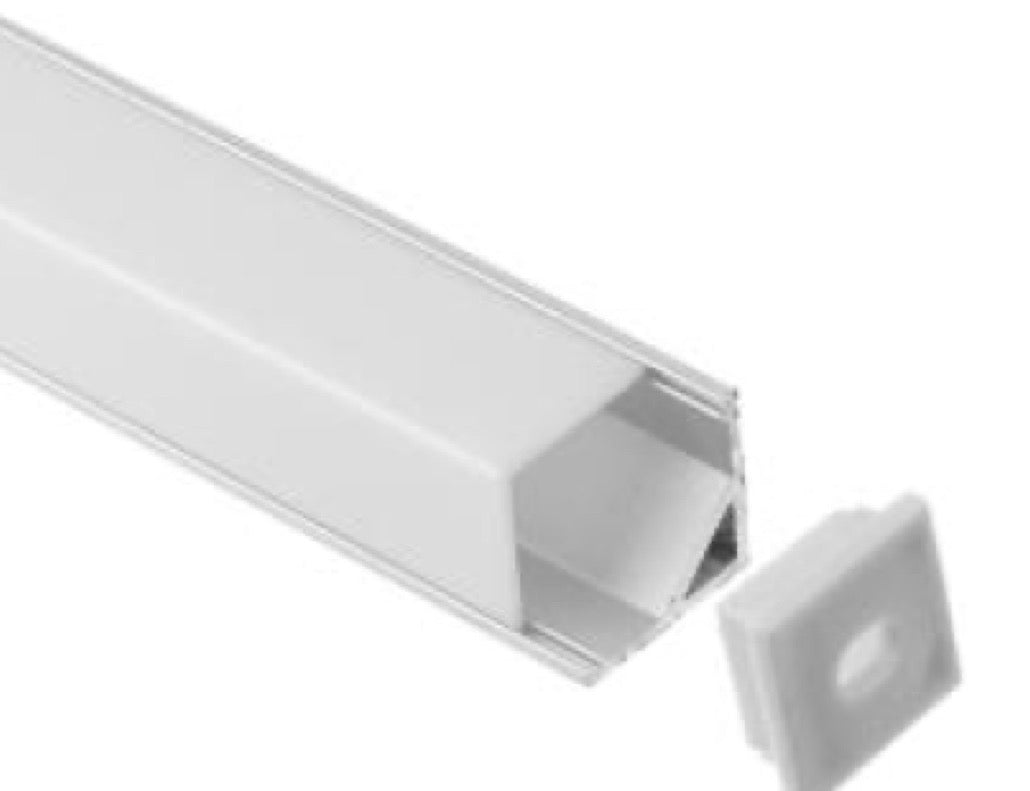 Jelektro LED Aluprofil 2 m, 10,5 mm, Eckprofil in Aluminium mit Abdeckung und Endkappe