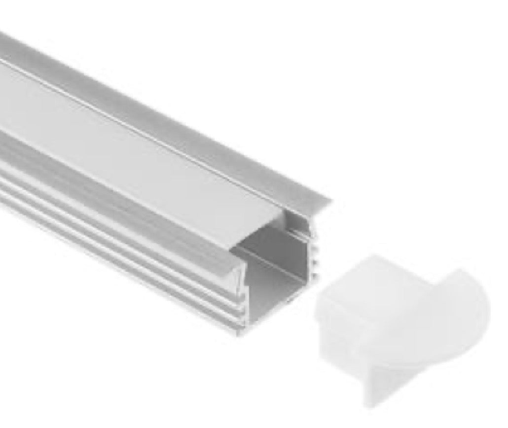 Jelektro LED Aluprofil 2 m, 11,3 mm, Einbauprofil in Aluminium mit Abdeckung und Endkappe