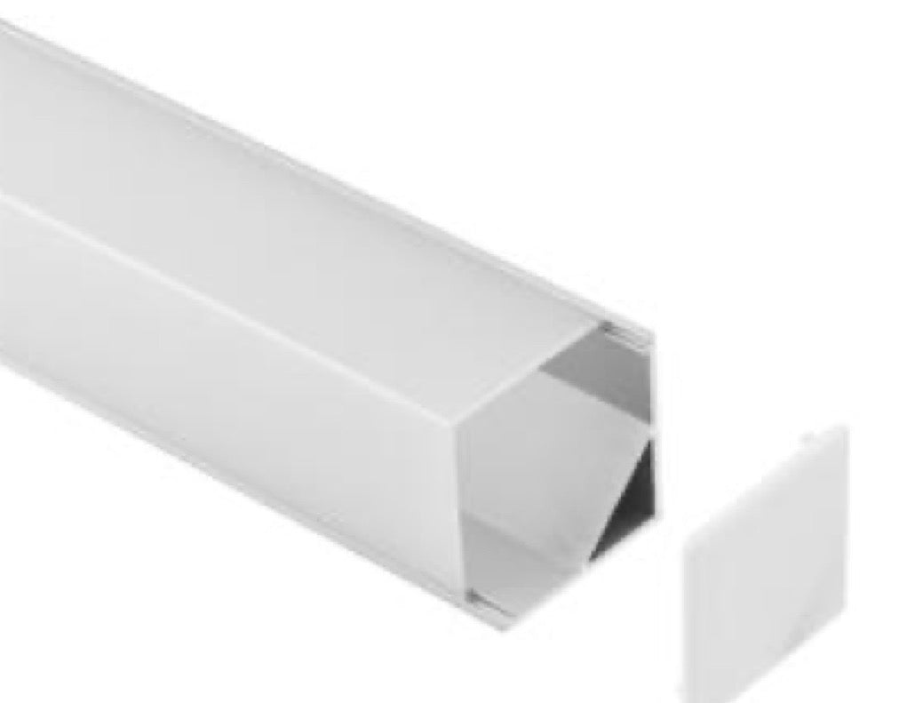 Jelektro LED Aluprofil 2 m, 20,55 mm, Eckprofil in Aluminium mit Abdeckung und Endkappe