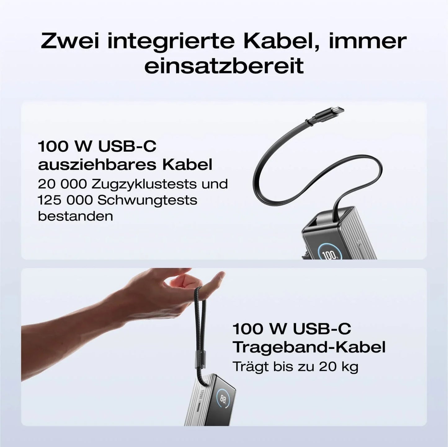 EcoFlow RAPID Powerbank 25'000 mAh grau | 140 W laden, bis zu 170 W entladen | + ausziehbares 100 W USB-C Kabel