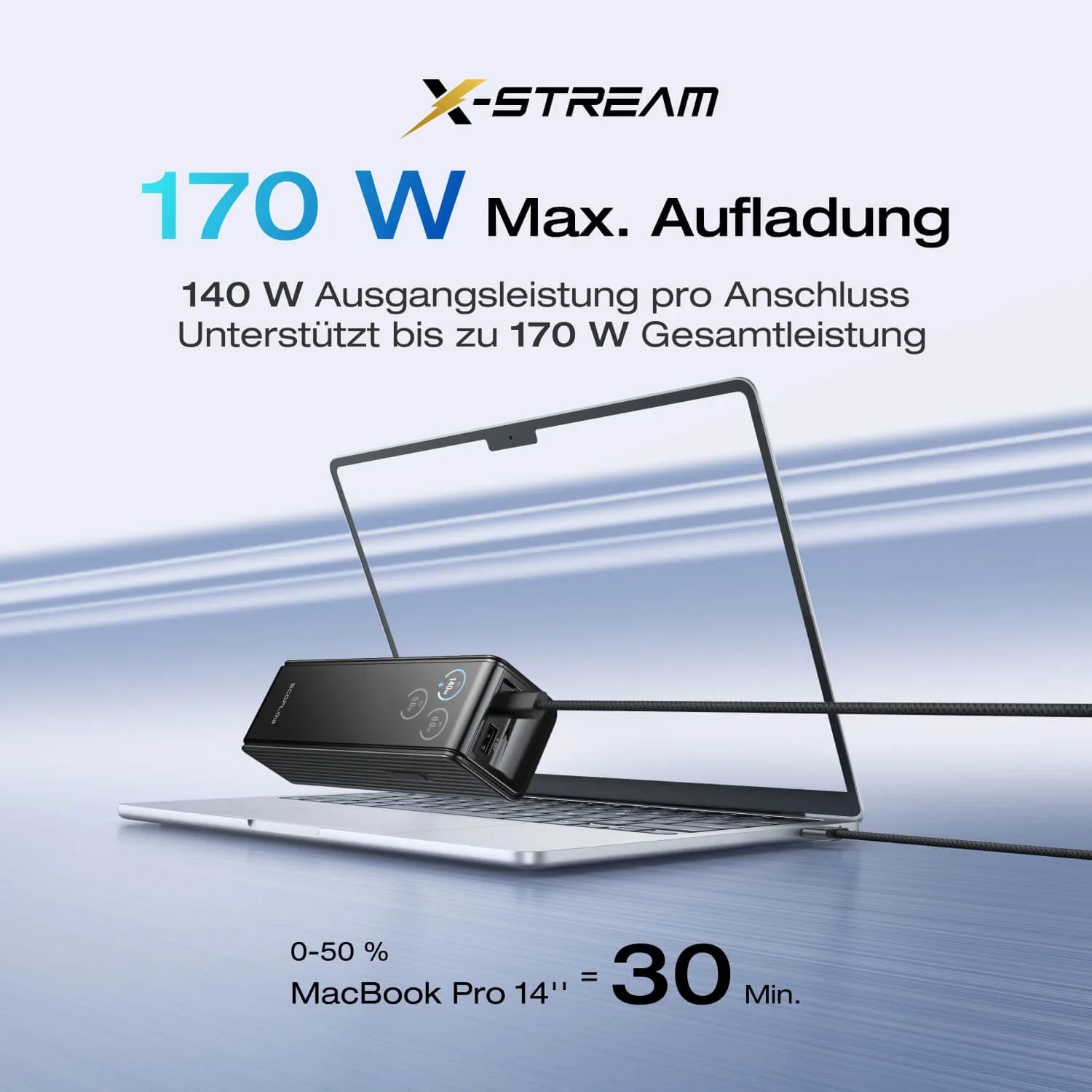 EcoFlow RAPID Powerbank 25'000 mAh grau | 140 W laden, bis zu 170 W entladen | USB-C und USB-A