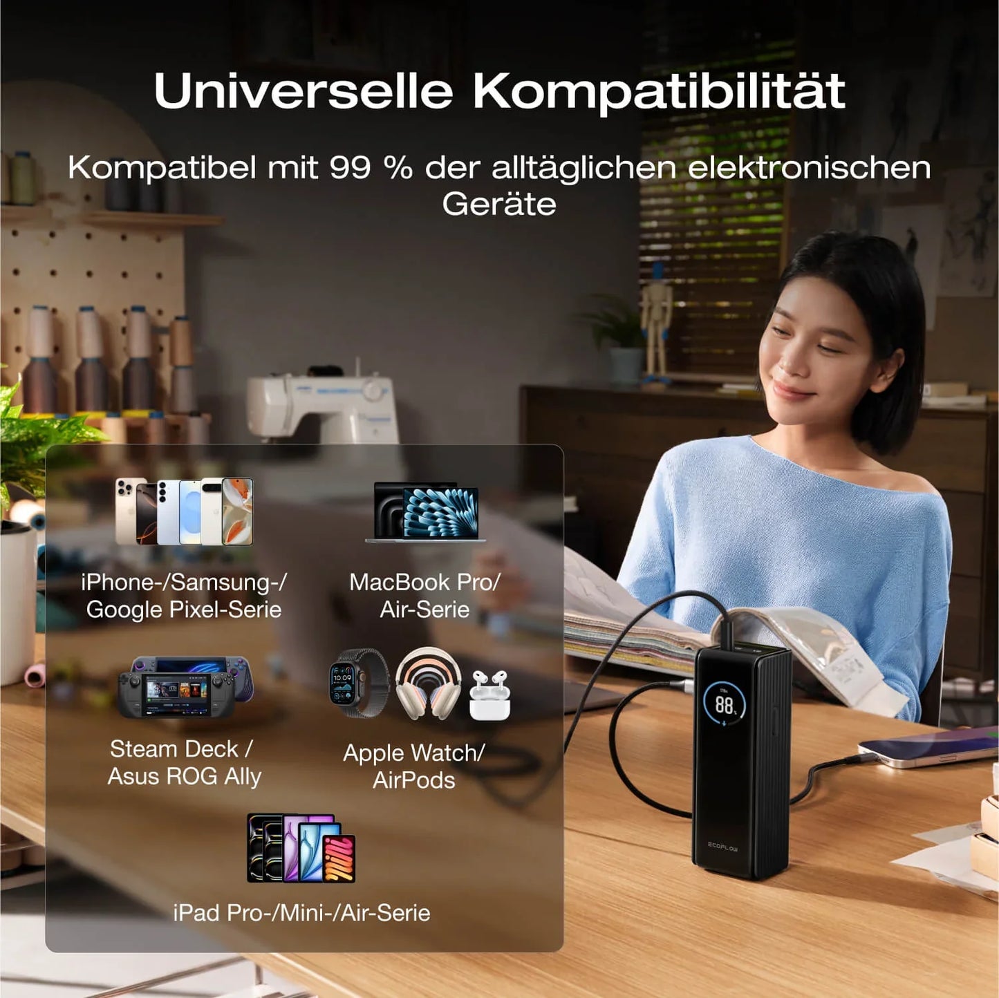 EcoFlow RAPID Powerbank 25'000 mAh grau | 140 W laden, bis zu 170 W entladen | USB-C und USB-A