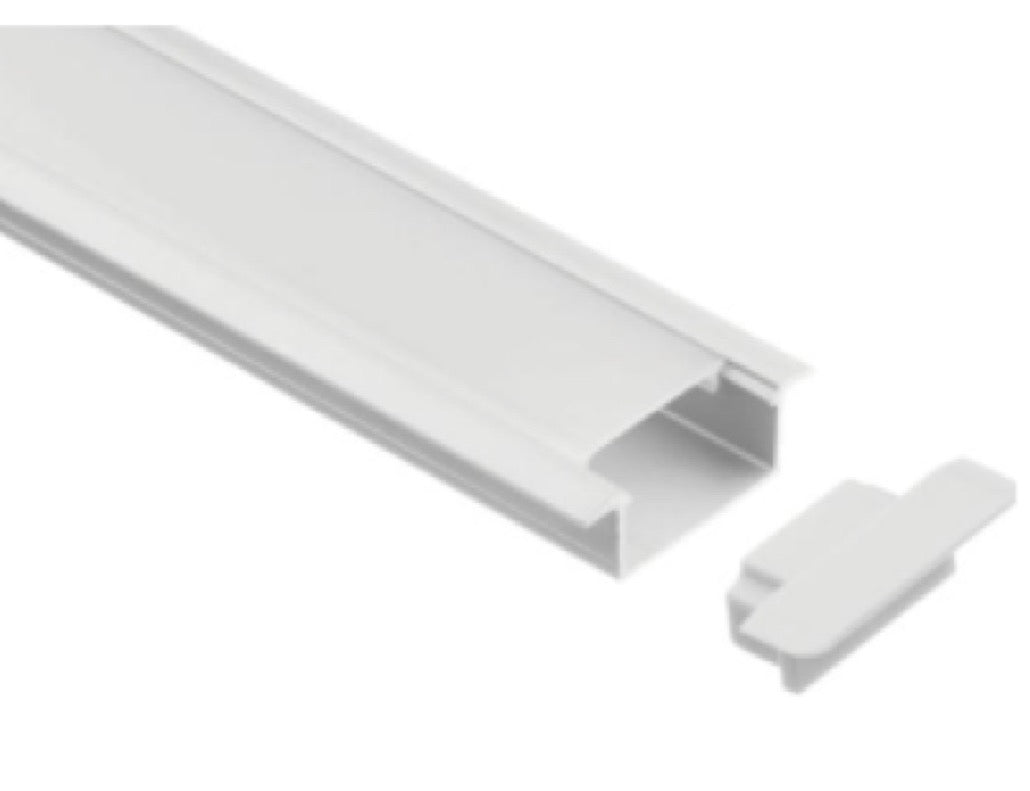 Jelektro LED Aluprofil 2 m, 15 mm, flaches Einbauprofil in Aluminium mit Abdeckung und Endkappe