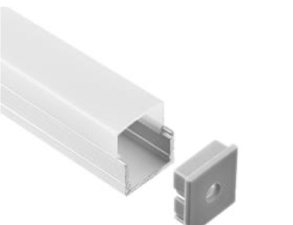 Jelektro LED Aluprofil 2 m, 16,4 mm, Aufbauprofil in Aluminium mit Abdeckung und Endkappe