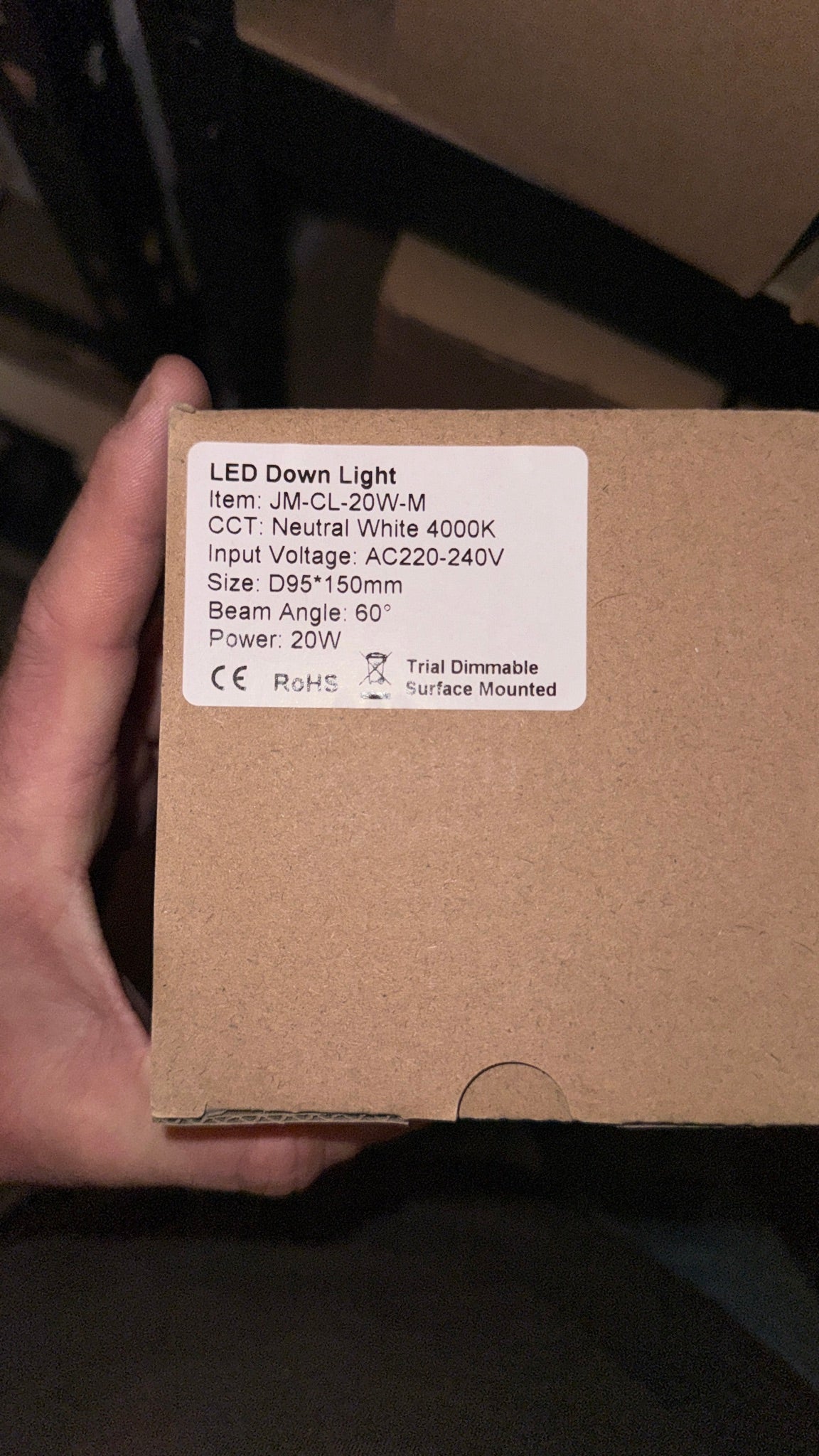 Jelektro LED Downlight Aufbau 20 W in Weiss, 4000 K, Triac dimmbar, Verpackung mit Typenschild